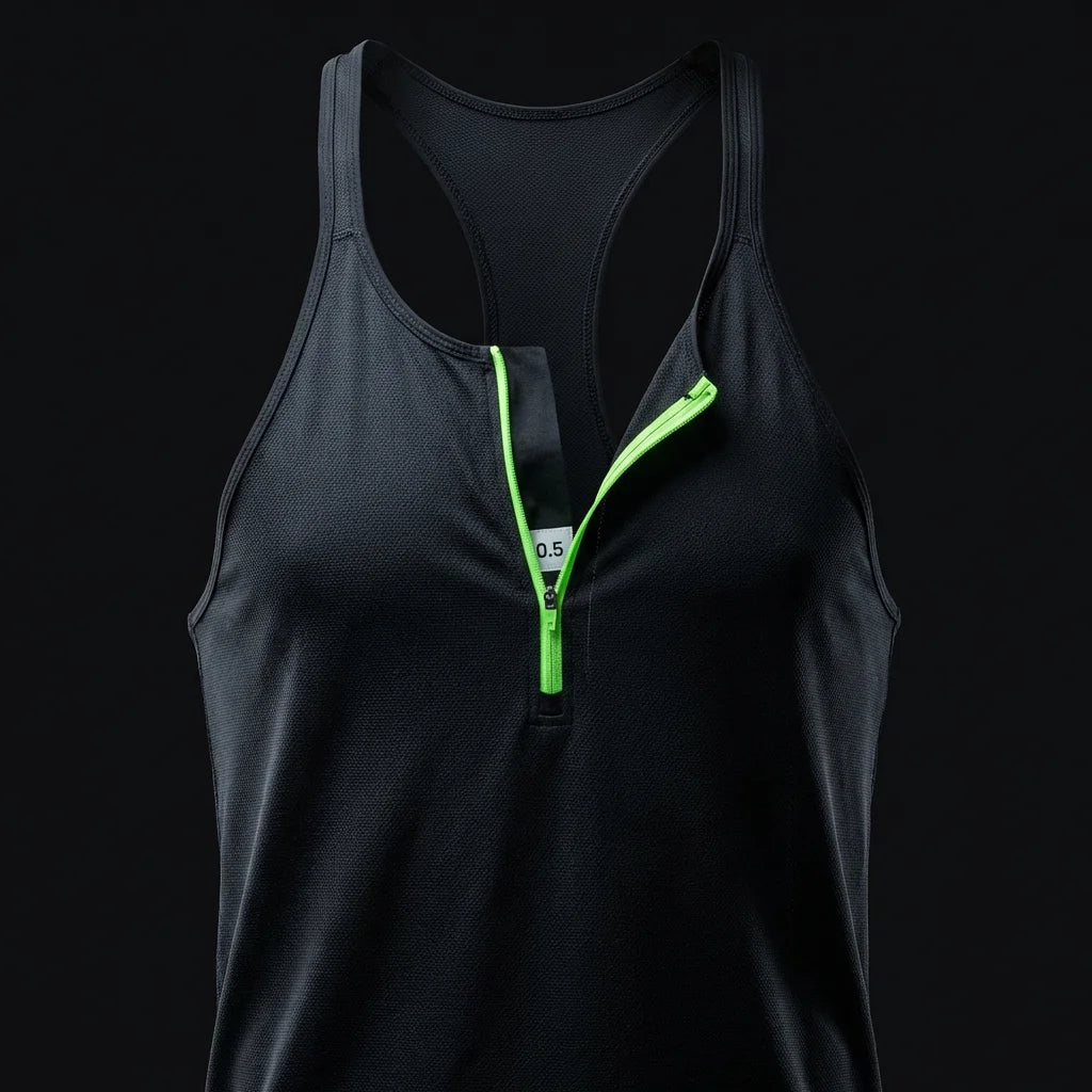 SPLIT 0.5 PRO Singlet - Stealth Black (Narrow Straps / Short Zipper)